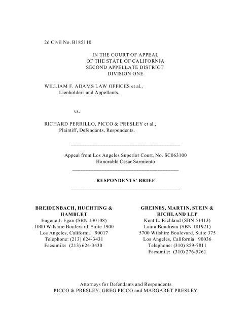 Greines, Martin, Stein & Richland, LLP Los Angeles, CA Office