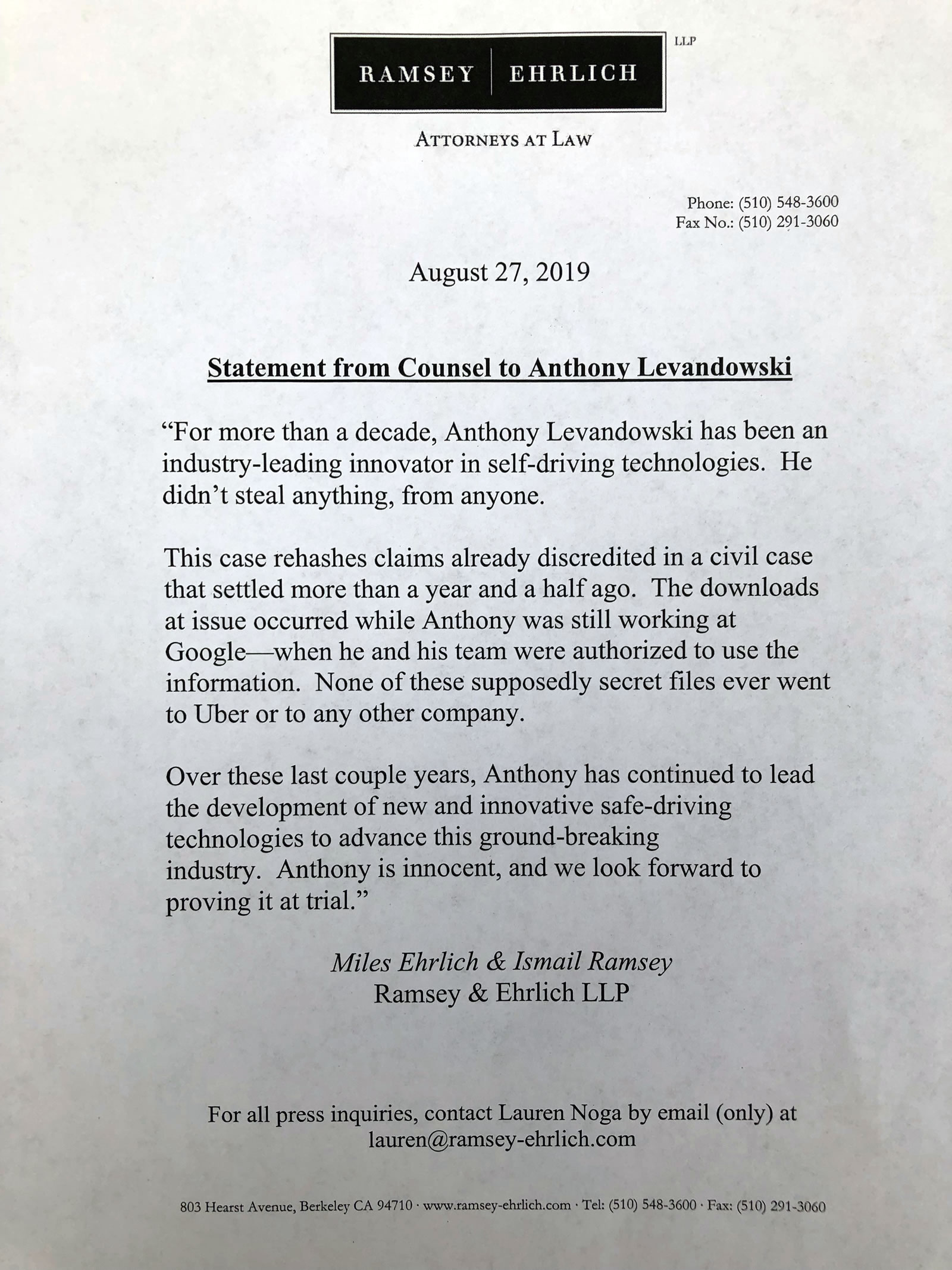 Ramsey & Ehrlich LLP Berkeley, CA Office