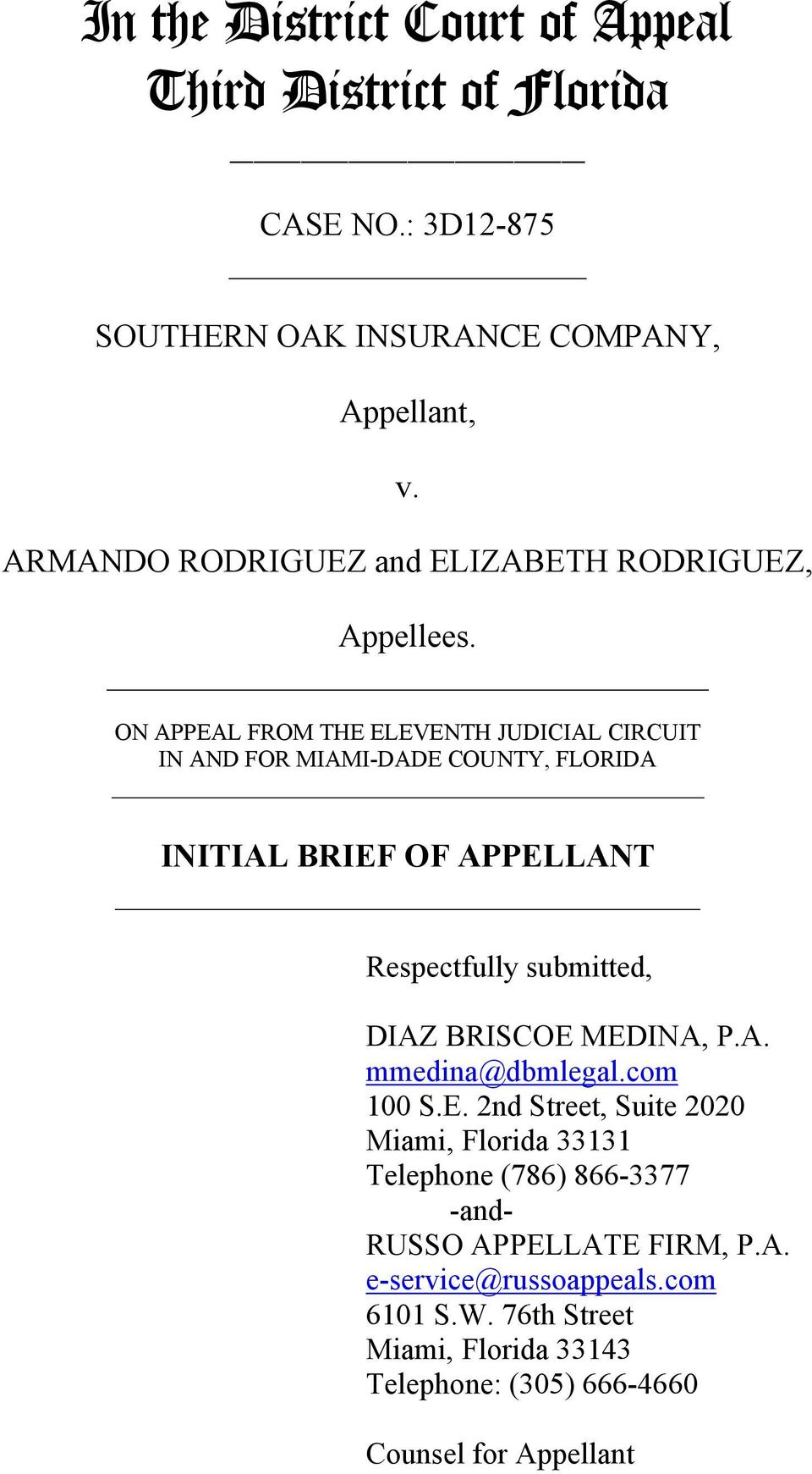 Diaz Briscoe Medina PA Miami,  Office