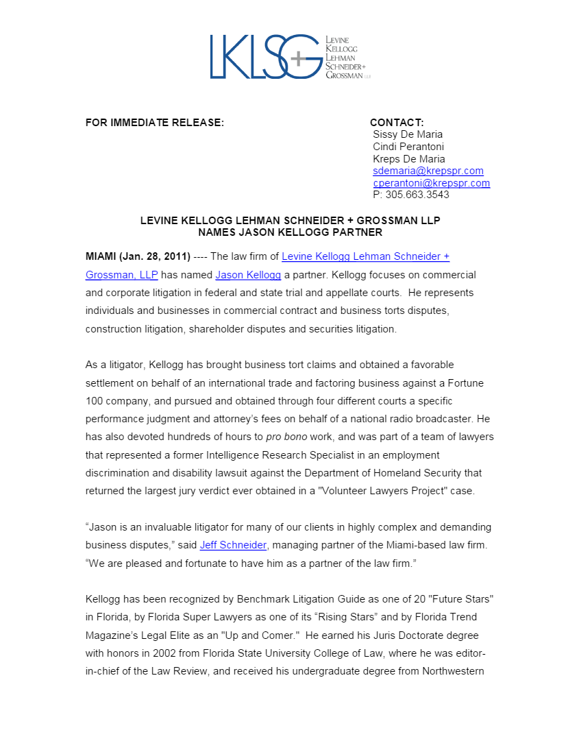 LKLSG - Levine Kellogg Lehman Schneider + Grossman LLP Miami,  Office