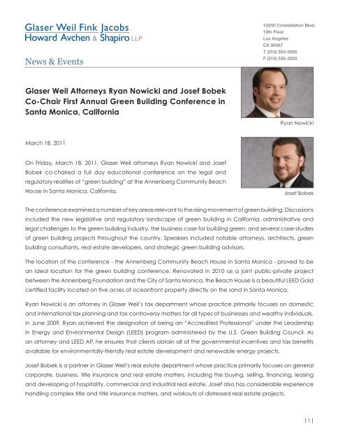 Glaser Weil Fink Howard Avchen & Shapiro LLP Los Angeles, CA Office