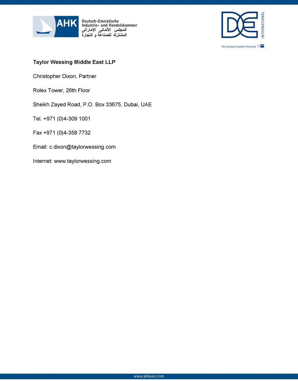 Taylor Wessing Dubai, United Arab Emirates Office