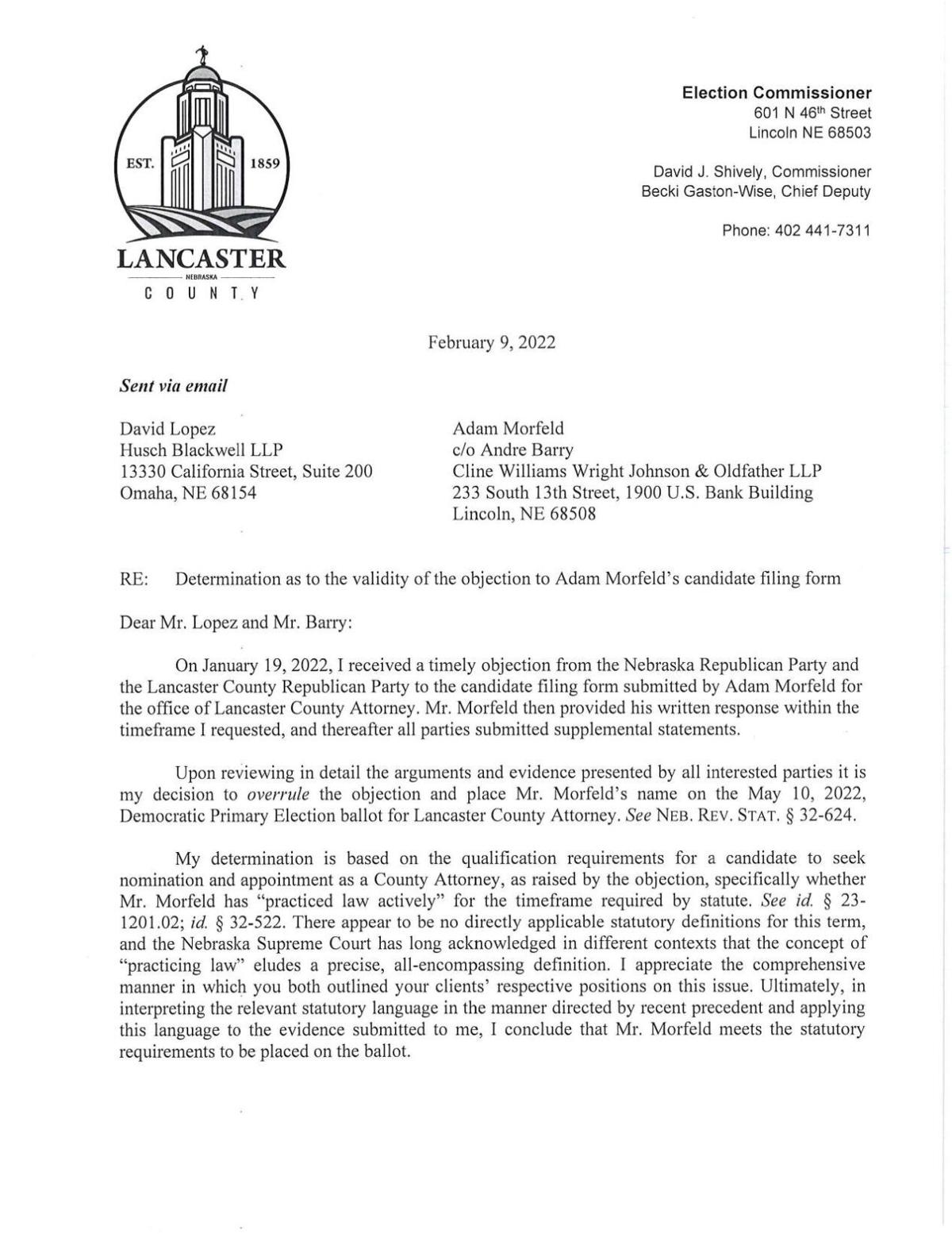 Cline Williams Wright Johnson & Oldfather, LLP Omaha, NE Office