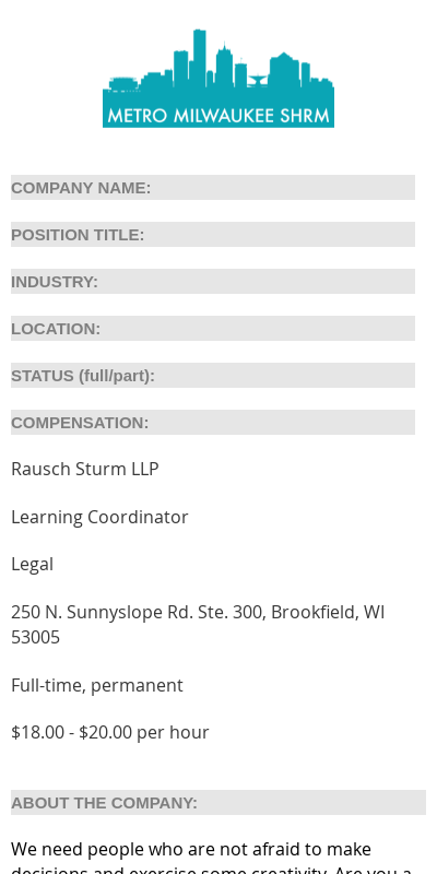 Rausch Sturm, LLP Brookfield, WI Office