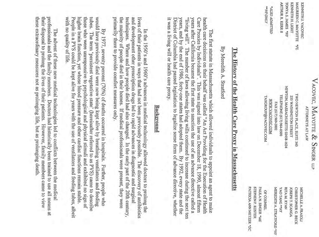 Vacovec, Mayotte & Singer, LLP Newton, MA Office