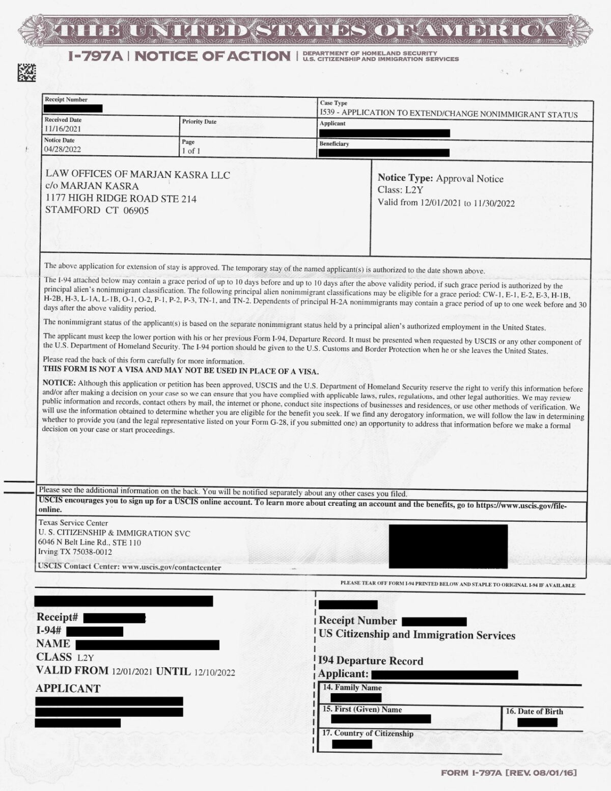 The Law Offices of Marjan Kasra, LLC Stamford,  Office