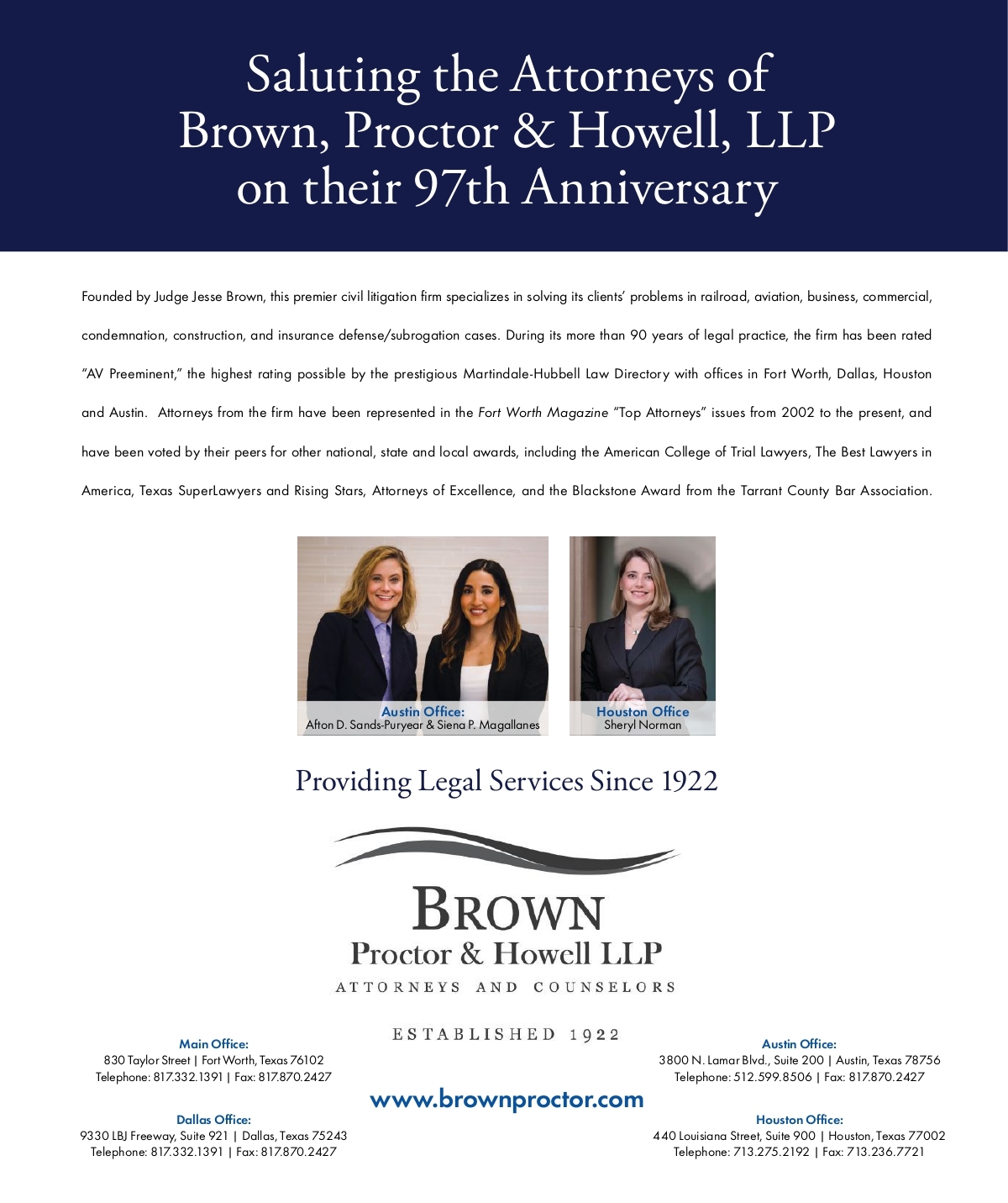 Brown, Proctor & Howell, LLP Austin, TX Office