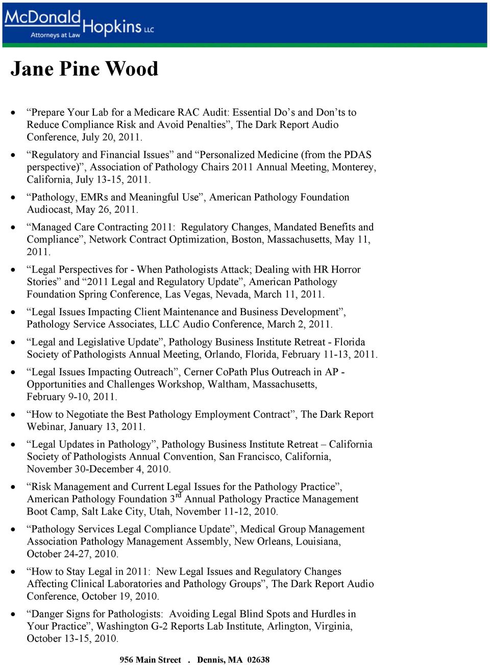 McDonald Hopkins, LLC Dennis, MA Office