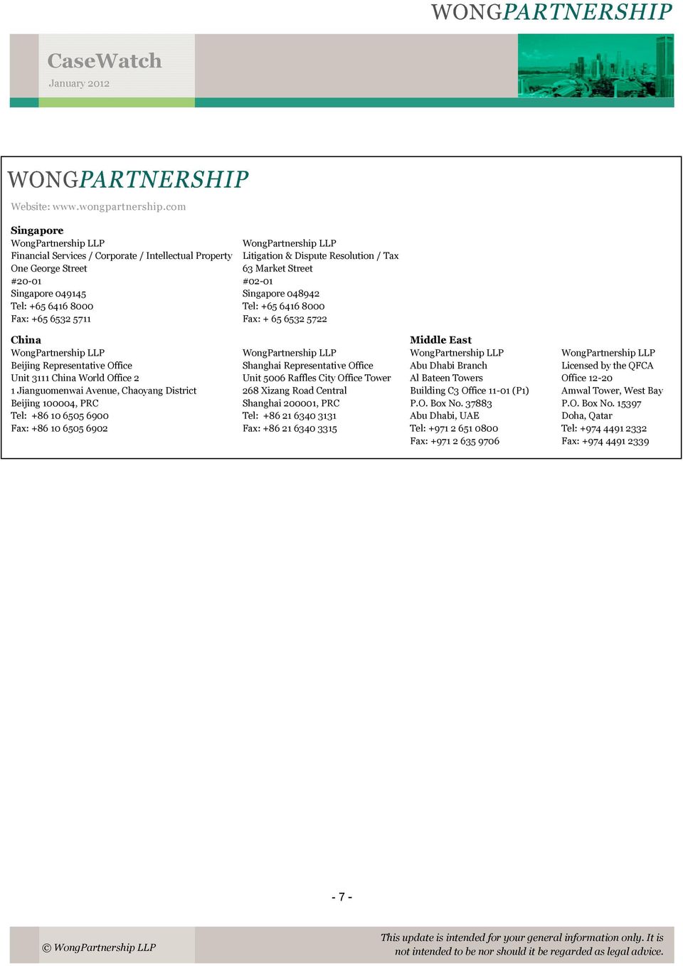 WongPartnership LLP Singapore Office