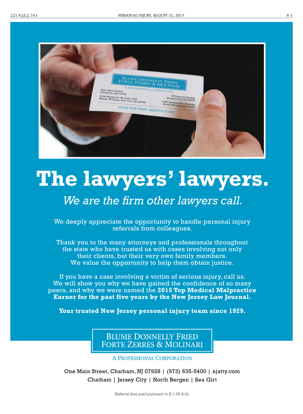 Blume Forte Fried Zerres & Molinari North Bergen, NJ Office