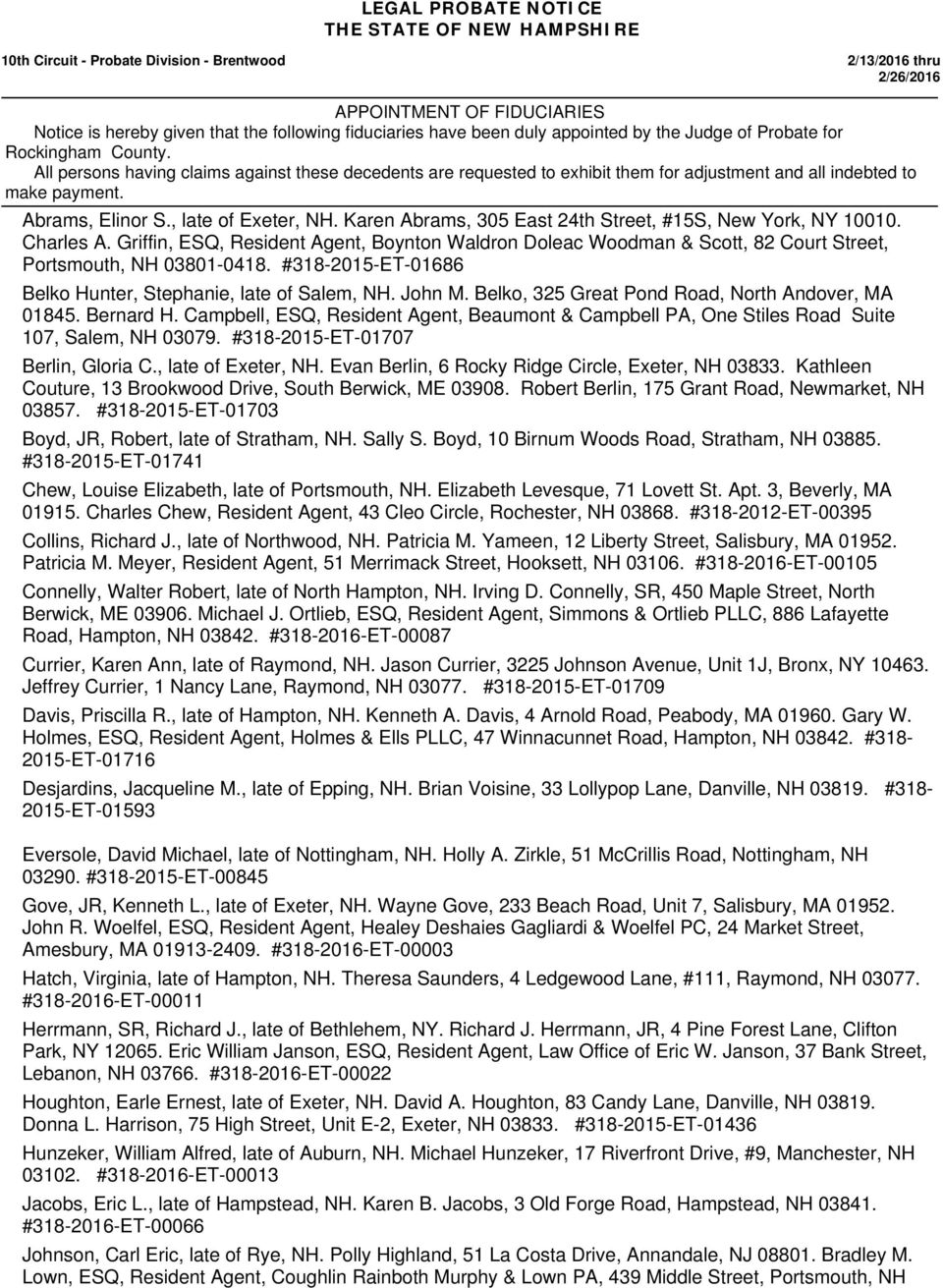 Robinson, Boesch, Sennott & Daly, P.A Portsmouth, NH Office