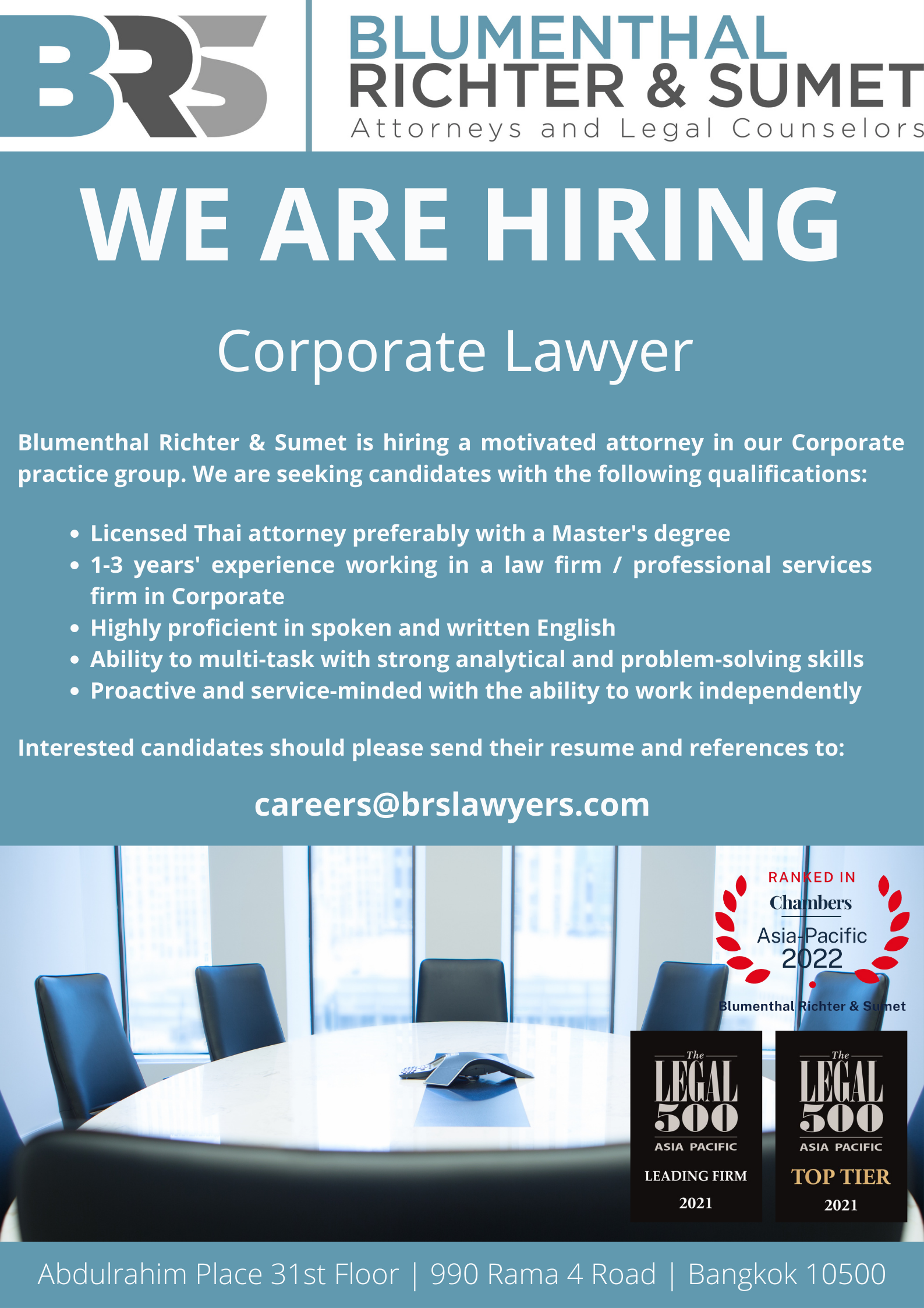 Blumenthal Richter & Sumet Bangkok, Thailand Office