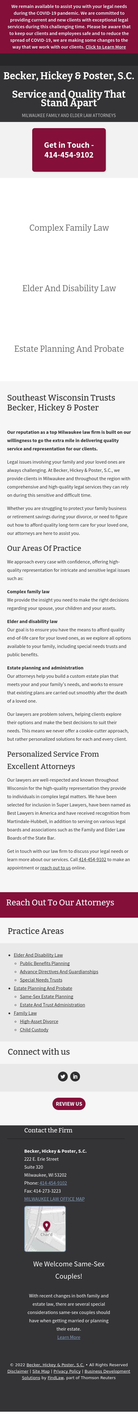 Becker, Hickey & Poster, S.C Milwaukee,  Office