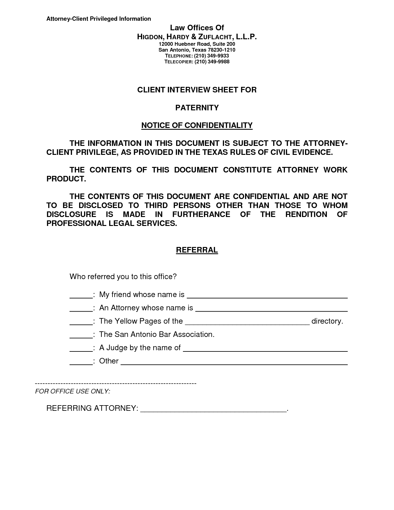 Higdon, Hardy & Zuflacht, LLP San Antonio, TX Office