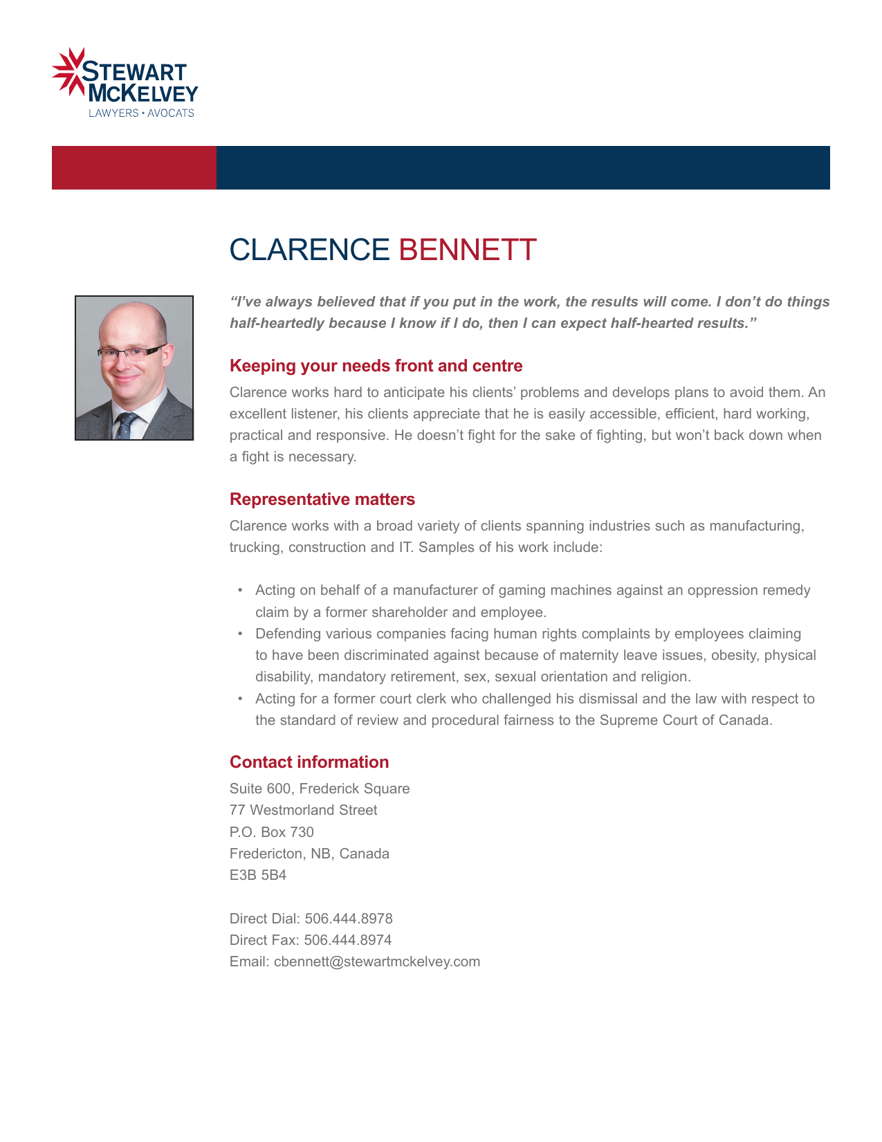 Stewart McKelvey Fredericton, Canada Office