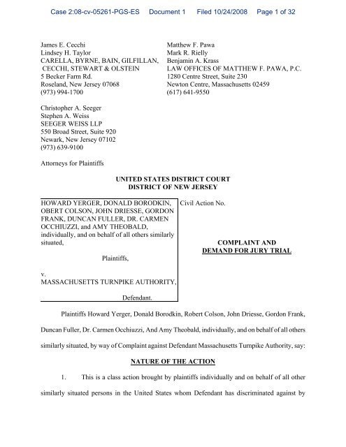 Seeger Weiss LLP Newark, NJ Office