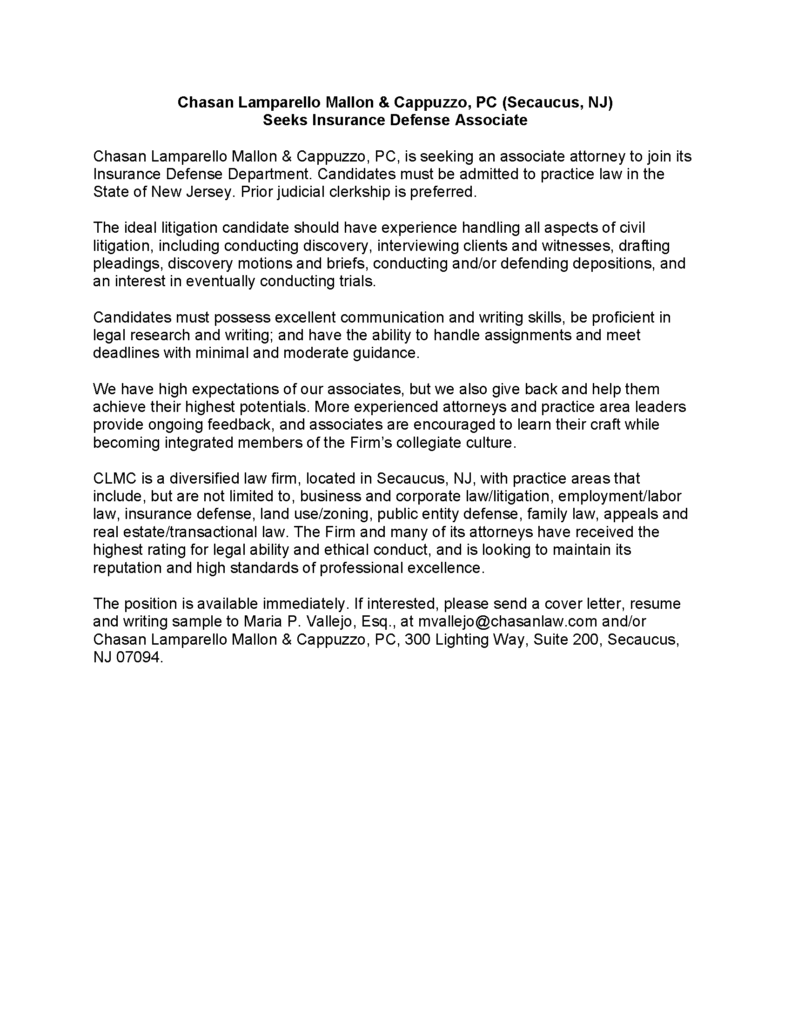 Chasan Lamparello Mallon & Cappuzzo, PC Secaucus, NJ Office