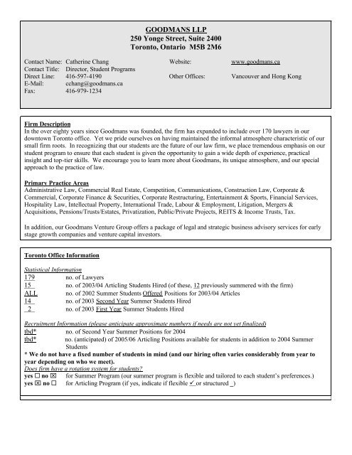 Goodmans LLP Toronto, Canada Office