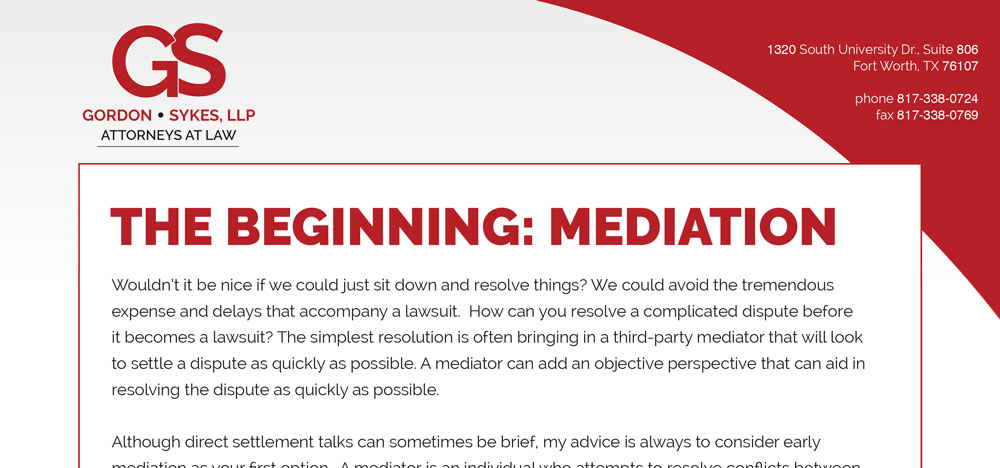 Gordon Sykes, LLP Attorneys at Law Fort Worth, TX Office