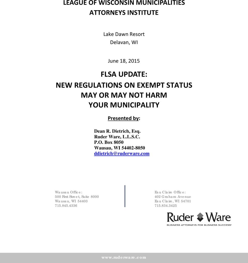 Ruder Ware LLSC Wausau, WI Office