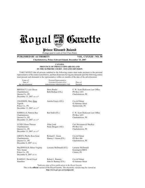 Cox & Palmer Morell, Canada Office