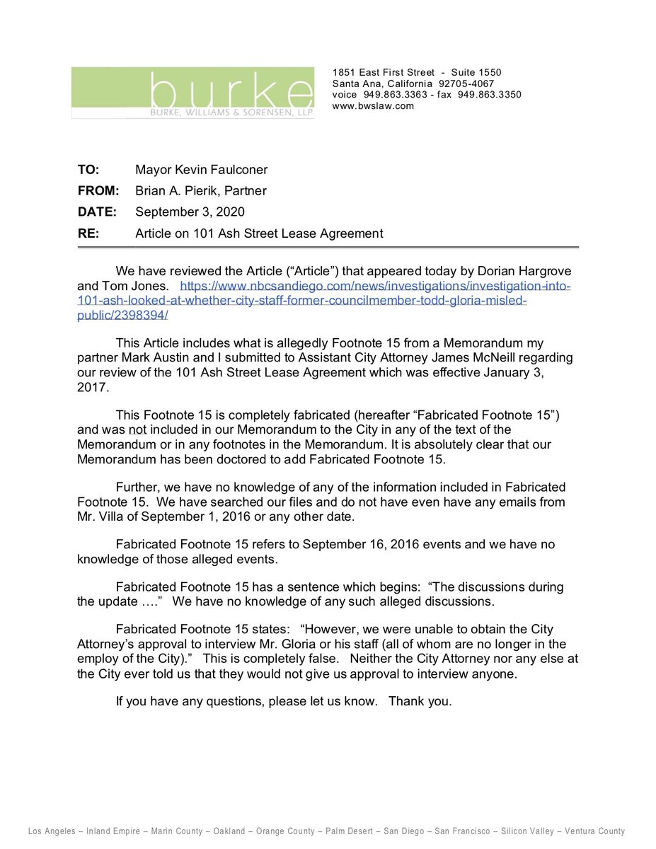 Burke, Williams & Sorensen, LLP Santa Ana, CA Office
