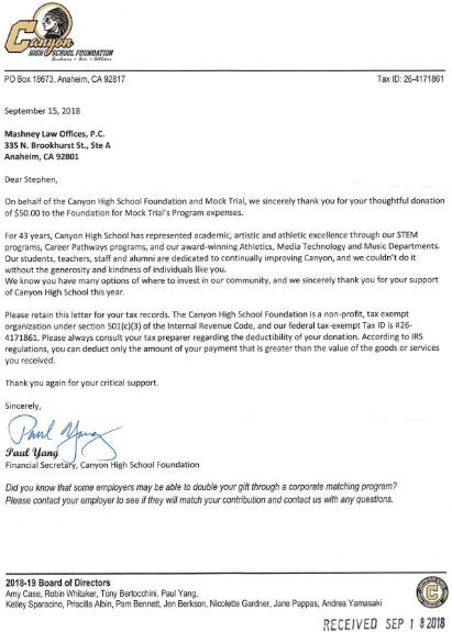 Mashney Law Offices Anaheim, CA Office