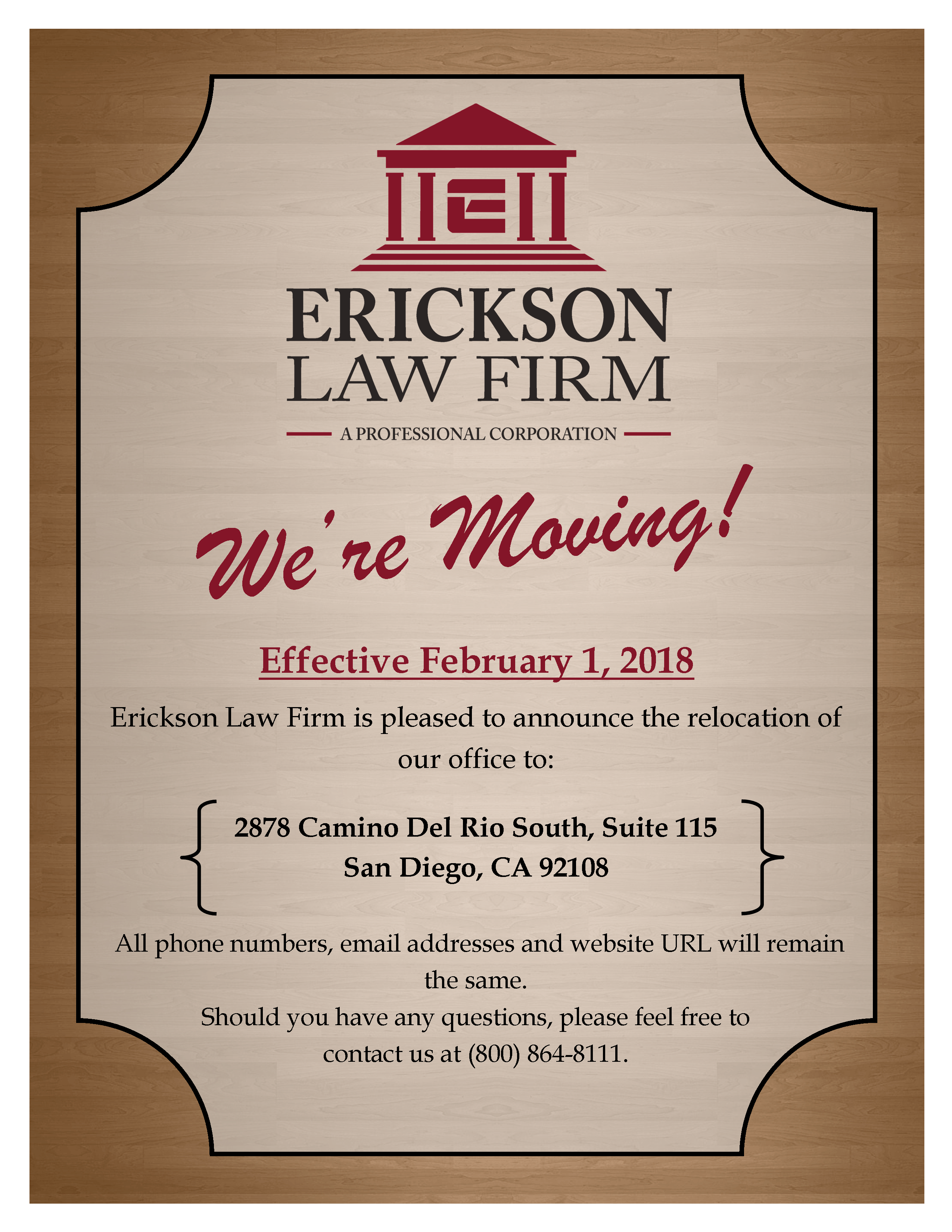 Erickson Law Firm, A Professional Corporation San Diego, CA Office