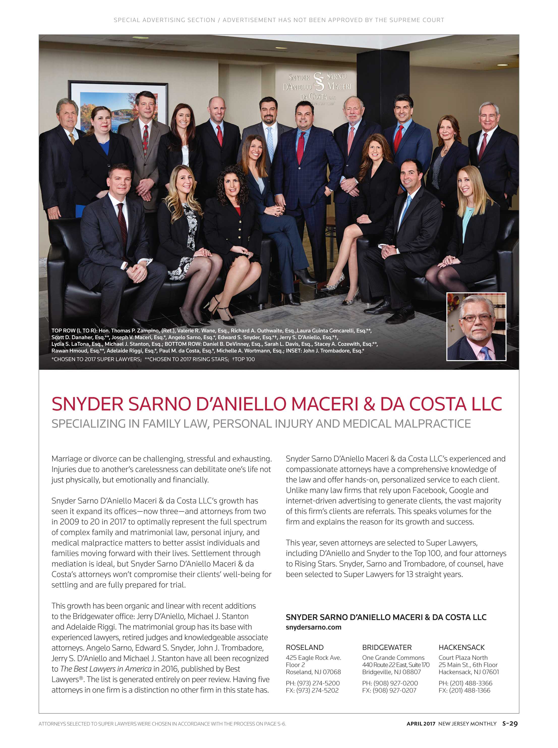 Snyder Sarno D'Aniello Maceri da Costa LLC Hackensack, NJ Office
