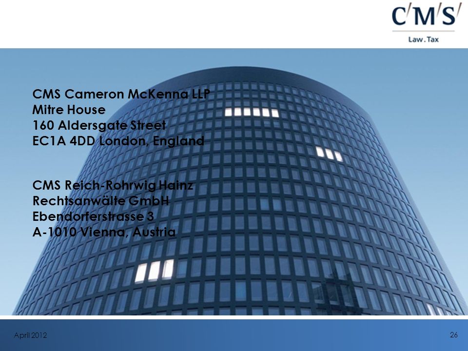 CMS Legal Vienna, Austria Office