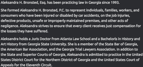 Aleksandra H. Bronsted, P.C Atlanta, GA Office