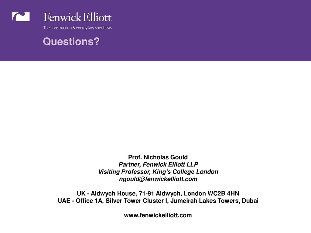 Fenwick Elliott LLP London, United Kingdom Office