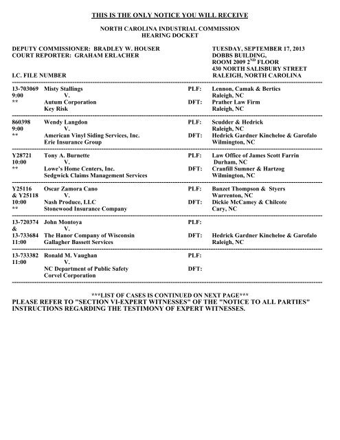 Hedrick Gardner Kincheloe & Garofalo LLP Raleigh, NC Office