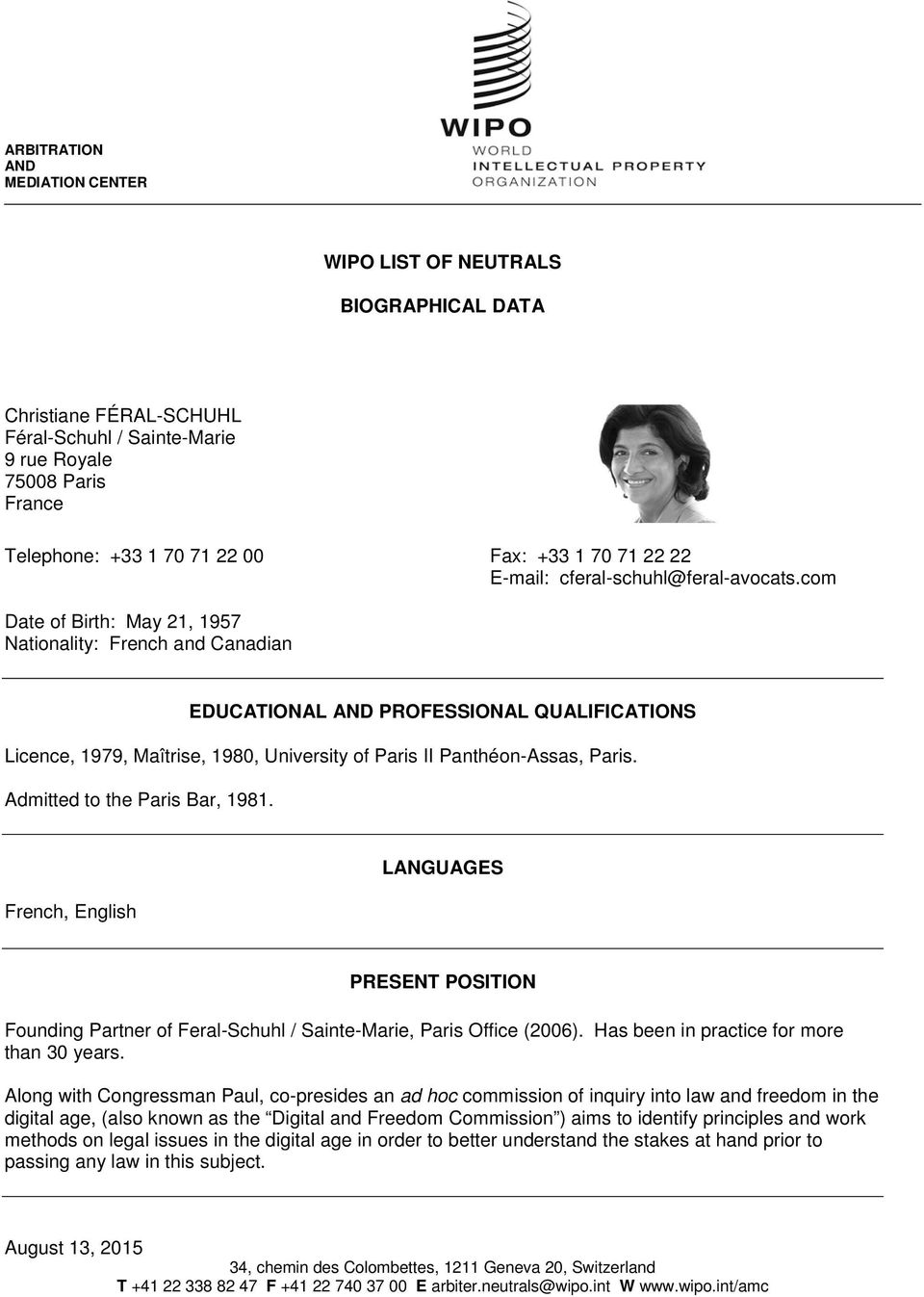 FERAL-SCHUHL / SAINTE-MARIE Paris, France Office