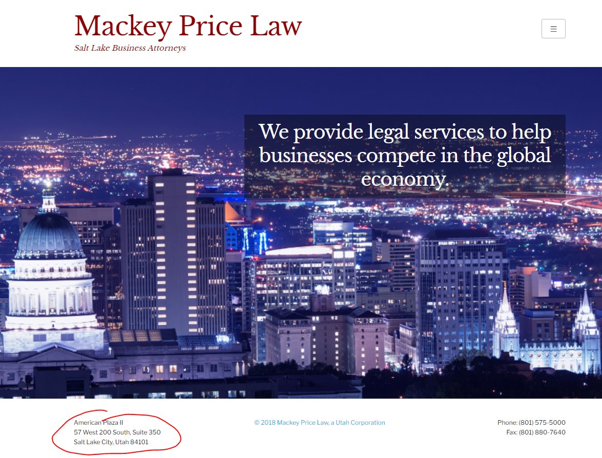 Mackey Price Law, a Utah Corporation Salt Lake City, UT Office