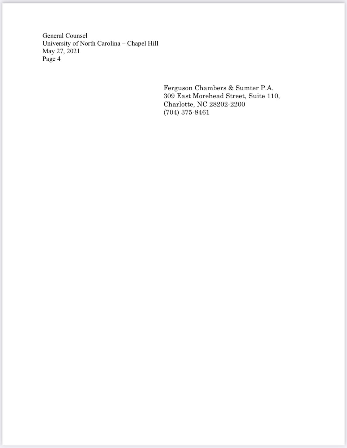 FERGUSON CHAMBERS & SUMTER, PA Chapel Hill, NC Office