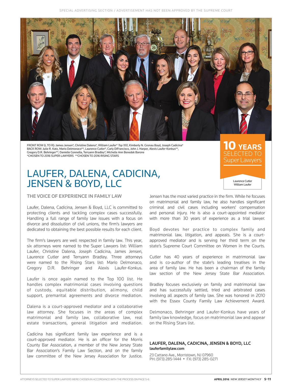 Laufer, Dalena, Cadicina, Jensen & Boyd, LLC Morristown, NJ Office