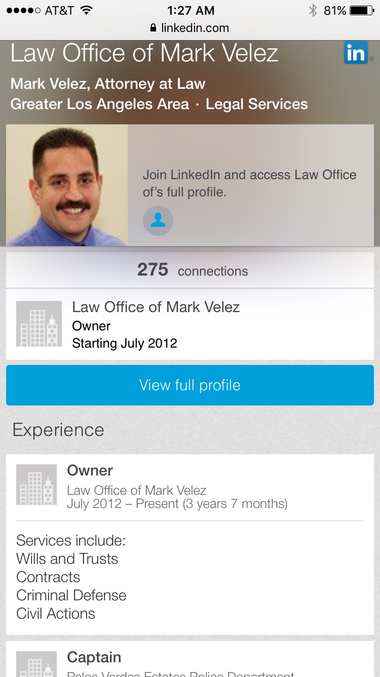 Law Office Of Mark A. Velez Torrance,  Office