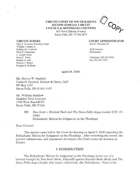 Cadwell Sanford Deibert & Garry, LLP Sioux Falls, SD Office