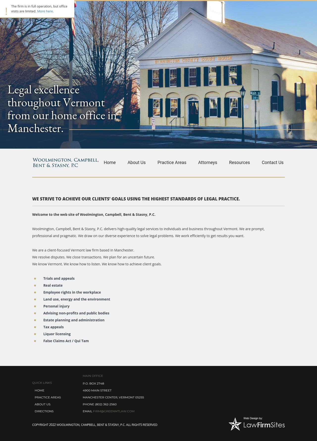 Woolmington, Campbell, Bent & Stasny, PC Manchester Center, VT Office