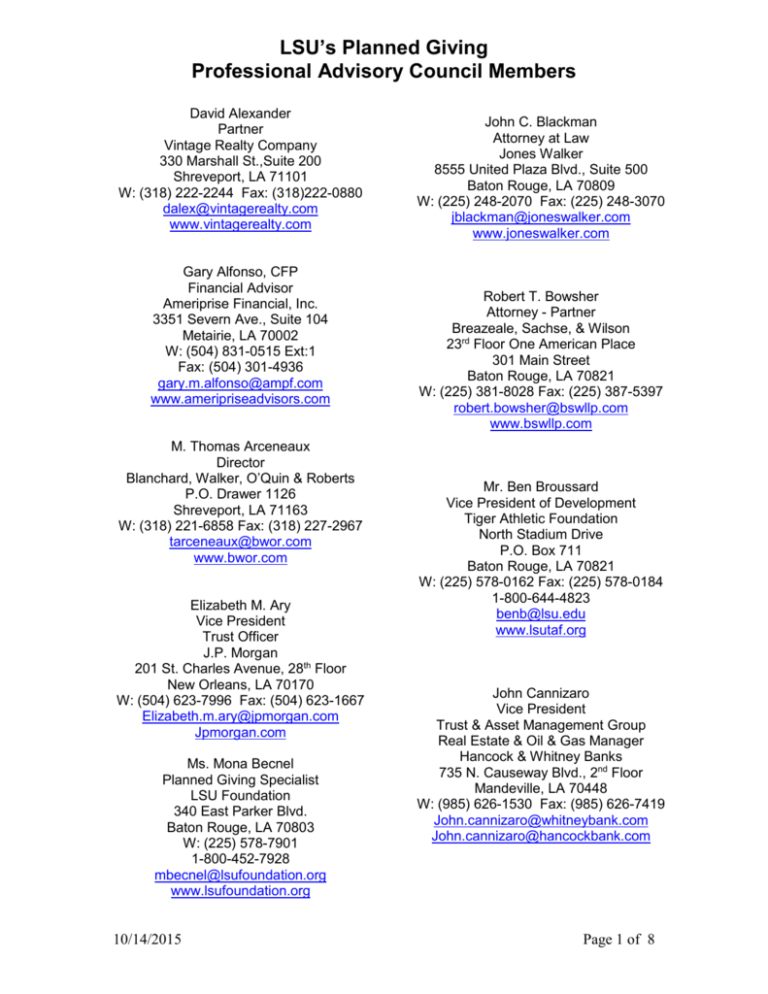 Parker, LLP Attorneys at Law Baton Rouge, LA Office