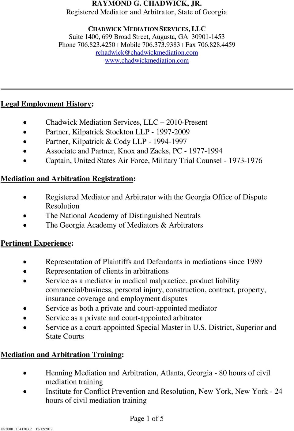 Chadwick Mediation & Arbitration, LLC Augusta,  Office