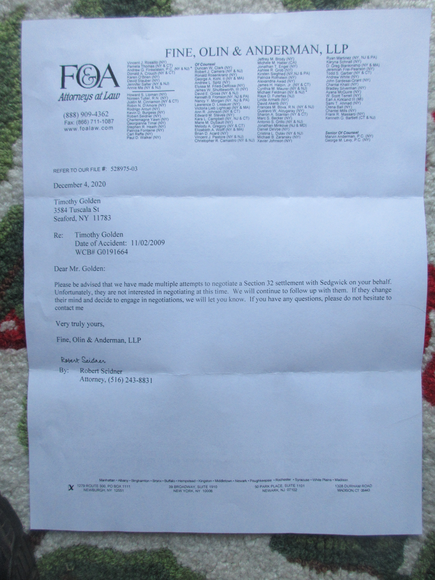 Fine, Olin & Anderman, LLP Madison, CT Office