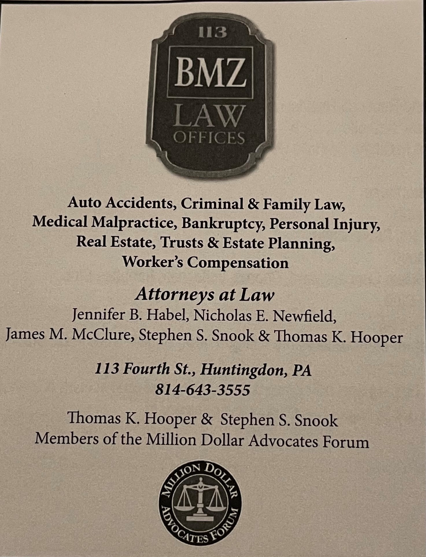 BMZ LAW Huntingdon, PA Office