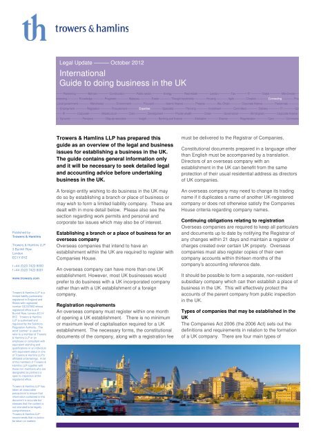 Trowers & Hamlins LLP Cairo, Colombia Office