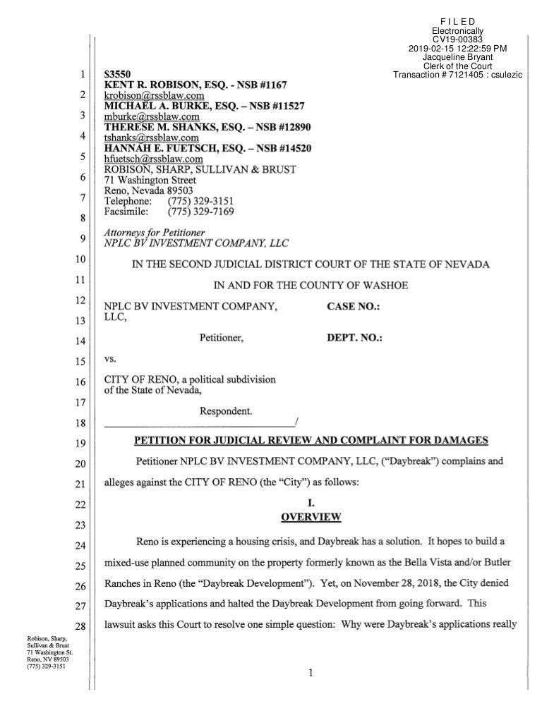 Robison Sharp Sullivan & Brust Law Reno,  Office