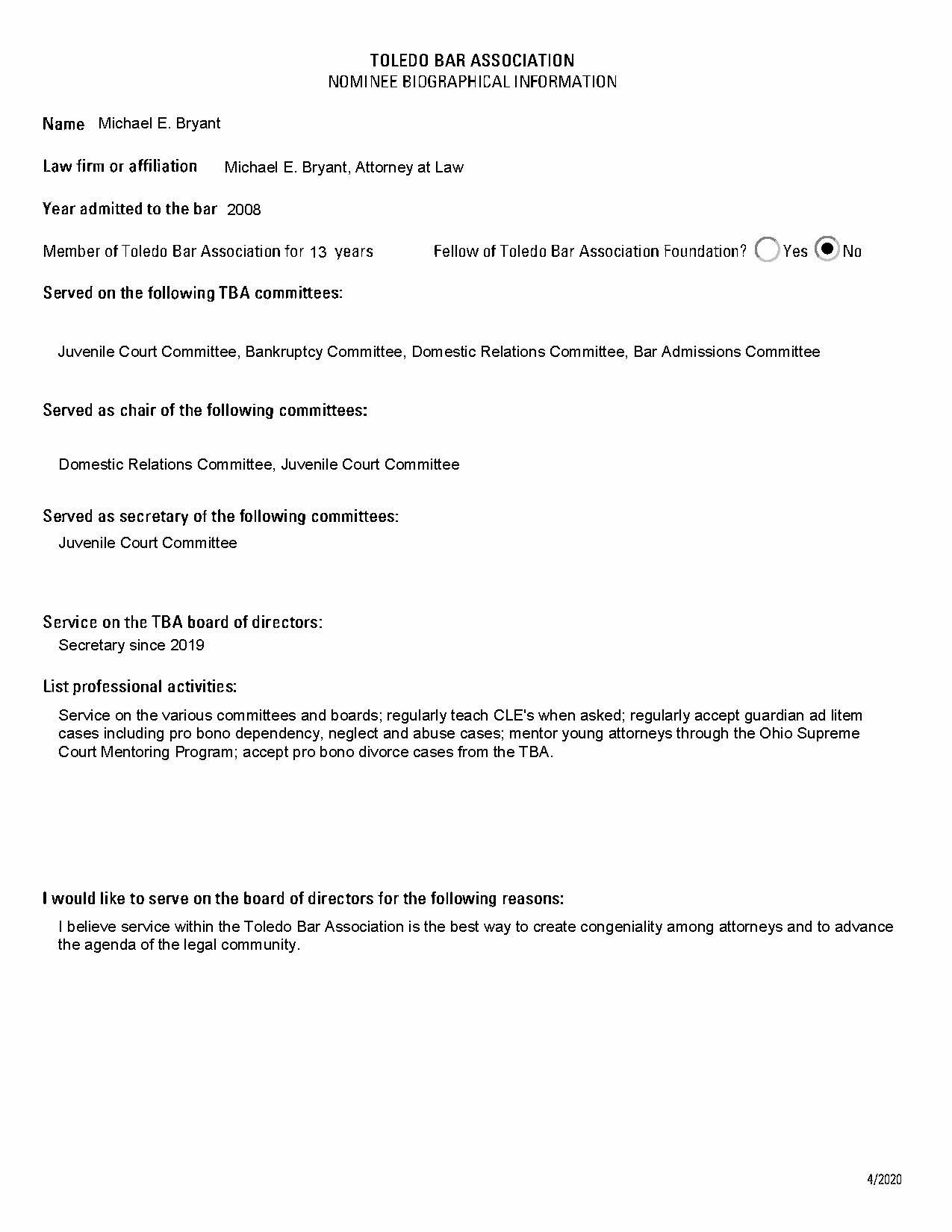 Michael E. Bryant, Attorney at Law Toledo,  Office