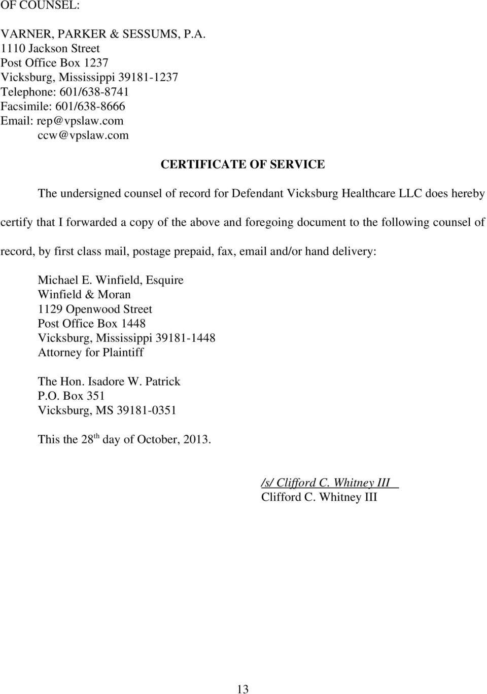 Varner, Parker & Sessums, PA Vicksburg, MS Office